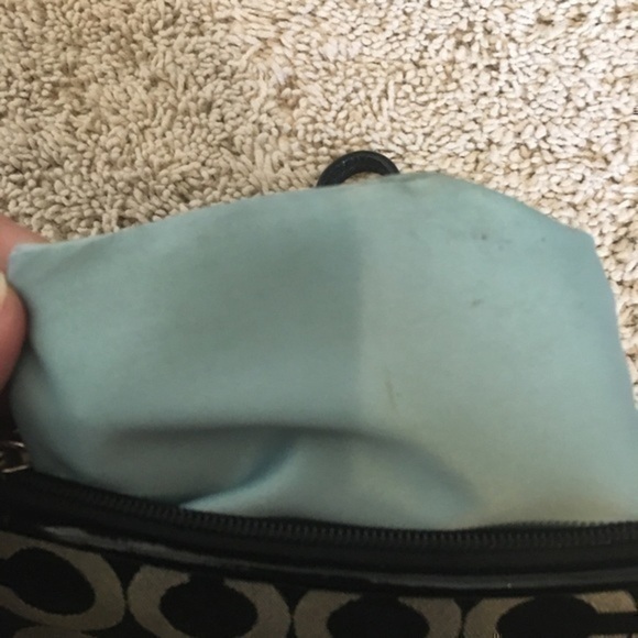 Coach Black and Tan OP Art signature wristlet